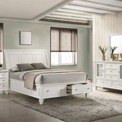 4PCS QUEEN BEDROOM SET CREAM WHITE  (CO201309) $1699 FREE LOCAL DELIVERY  