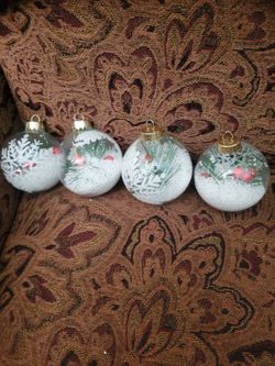 Clear Glass Christmas Ball Ornaments Set of 4