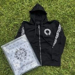 Black zip up chrome hoodie