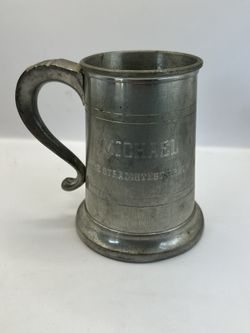Vintage Pewter Glass Bottom Mug