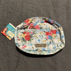 Pioneer Woman Cosmetic Bag Breezy Blossom Makeup Case Purse -2 Zippers