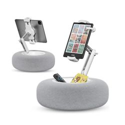 Tablet Pillow Stand for Reading, Adjustable Tablet Stand Phone Holder for Bed with Detachable Snack Bowl, Fits 4.7"-13" Kindle/Phones/Tablets, Watch V