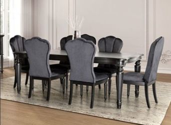 Brand New Elegant Black 7pc Dining Table Set