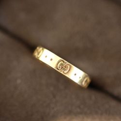 Gucci Icon Thin Band 18k Gold Ring Size 7