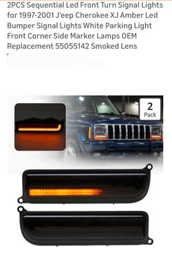 2PCS Sequential Led Front Turn Signal Lights for 1 J'eep Cherokee XJ Amber Led Bumper Signal Lights White Parking Light Front Corner Side Mark