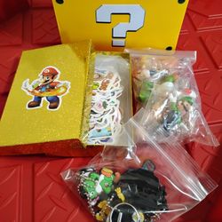 Super Mario Stickers, Keychains,Sealed Figures lot of 114 