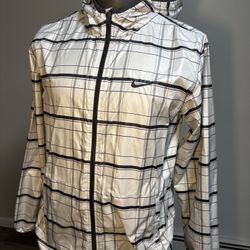 Nike The Athletic Dept. Full Zip Windbreaker Jacket Men's Large White PLAID