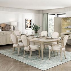 Furniture Online Sale! 7 PCS Pompano Collection Dining table set-Light Oak Now 1798.00 Free Delivery 