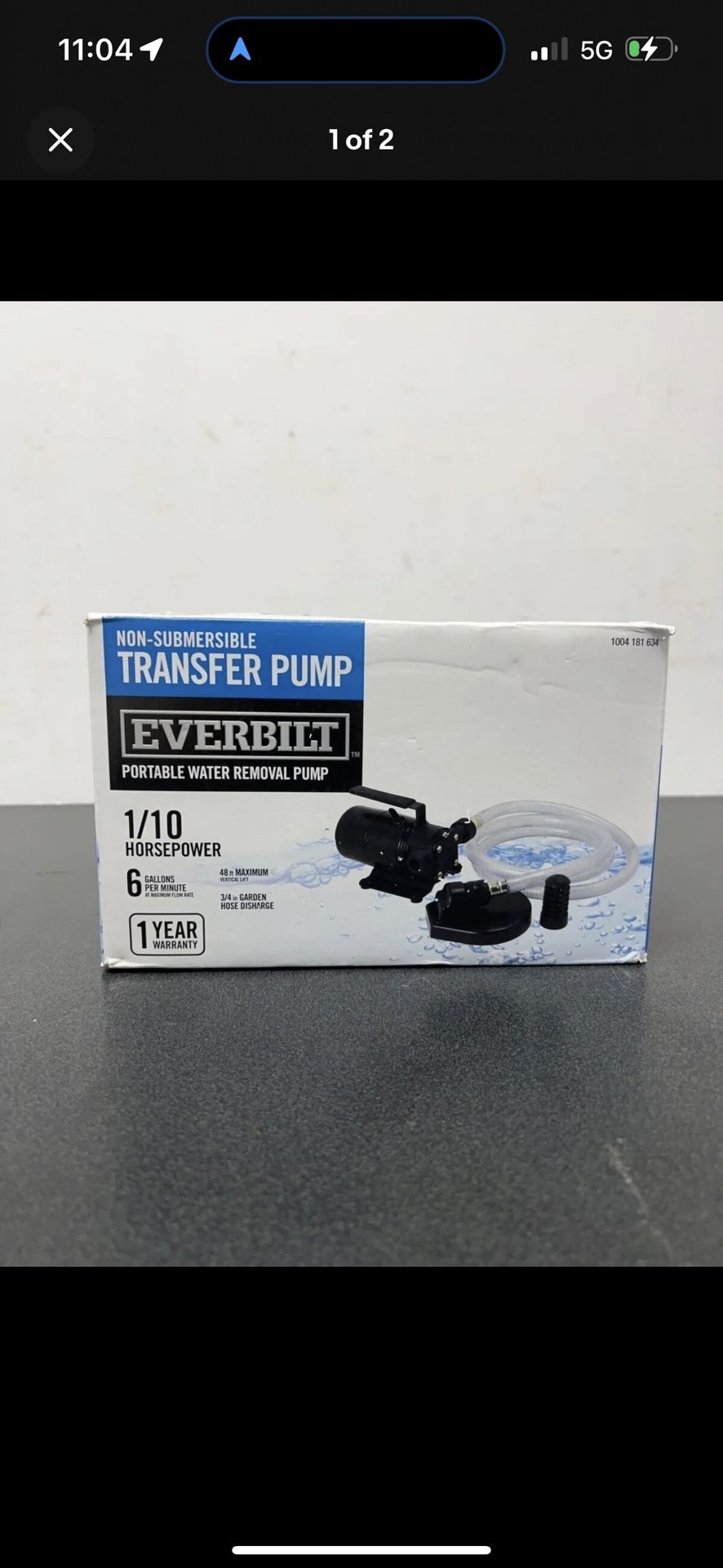 Everbilt EBTP1 1/10 HP Non-Submersible Self-Priming Transfer Pump
