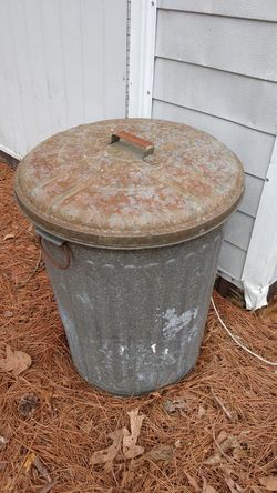 Vintage metal trash can
