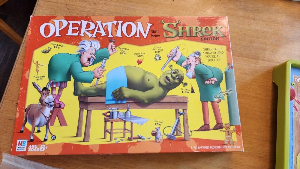 Vintage Operation Skill Game Shrek Edition Milton Bradley Hasbro COMPLETE