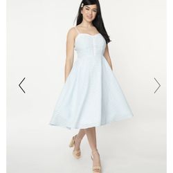 Unique Vintage Blue Gingham Dress