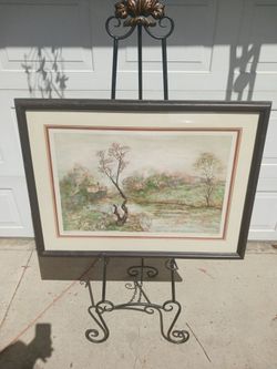 Vintage framed low limited edition lithograph signed Antonio Rivera