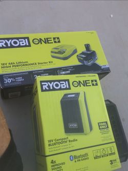 Ryobi 18v high performance Lithium high performance starter kit and 18v compact Bluetooth speaker bundle