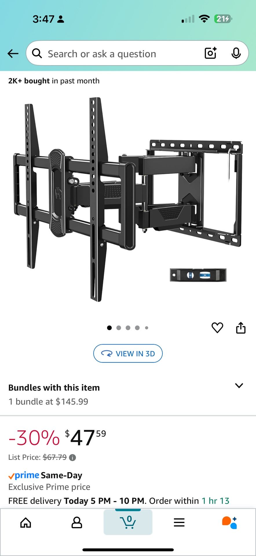Mounting Dream UL Listed TV Wall Mount for Most 42-84 Inch TV, Full Motion TV Mount with Swivel and Tilt, TV Bracket with Articulating Dual Arms, Fits