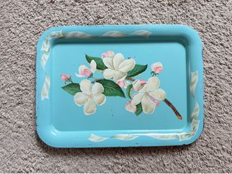 Vintage Coquette Floral Aluminum Tray
