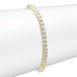 Yellow Goldplated Simulated Diamond Tennis Bracelet + Bonus Earrings Retail 99$