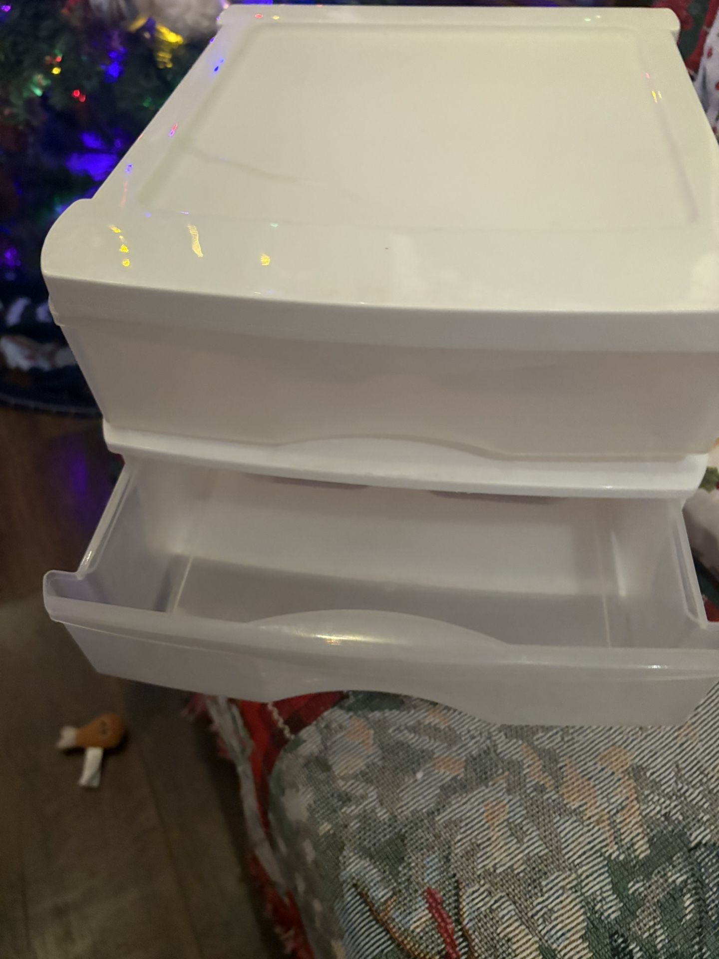 Two White Plastic Storage With Drawers