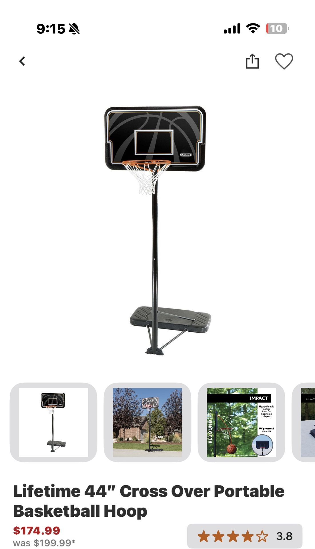 Lifetime 44” Basketball Hoop