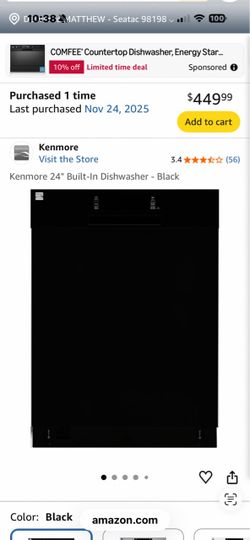Kenmore 24" Built-In Dishwasher - Black