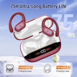 new Wireless Earbuds Bluetooth 5.4 Headphones 75H Playtime Stereo Deep Bass Sports Ear Buds with Earhooks, LED Display Bluetooth Earbuds with 4 ENC Mi