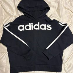 Adidas Originals  Crop Hoodie Size 14/  Large Black With Logo
