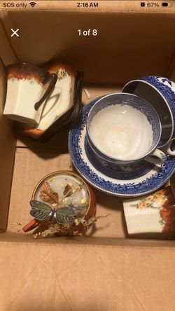 Antique tea cup set jap, English and homemade candle