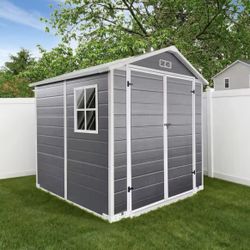 New 6’x6’ Plastic Shed Outdoor Storage With Base And Window