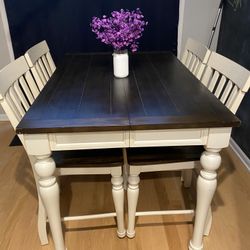 High Top Kitchen Table With Leaf And 6 Chairs 