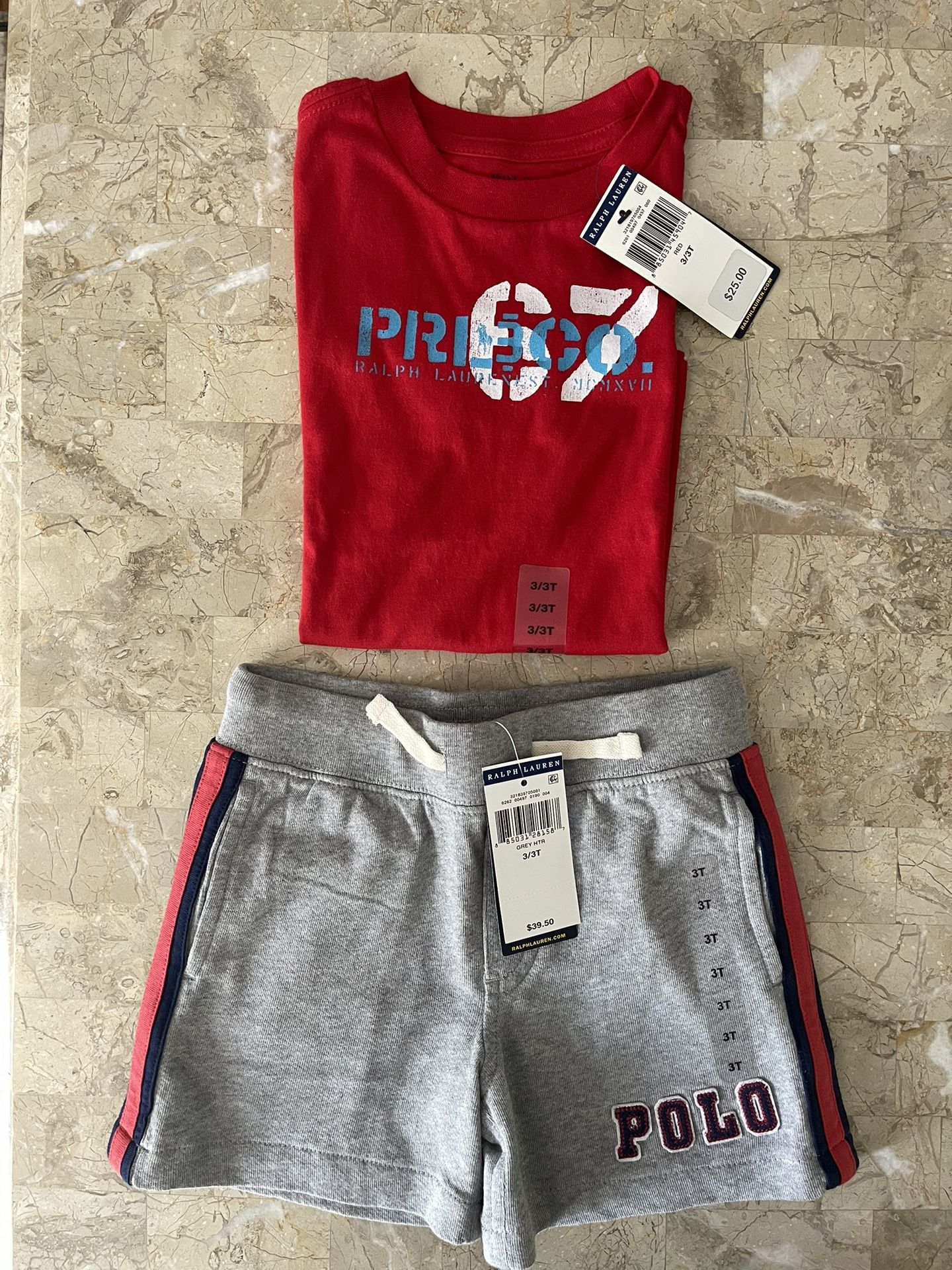 Brand New Still With Tags Ralph Lauren Polo Shorts And T-Shirt Set 3T.