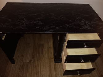 Black wooden desk