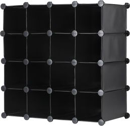 VonHaus 16x Interlocking Black Shoe Storage Organizer. Make Into Any Shape Or Size,08/032