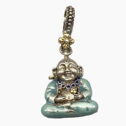 FREE SHIPPING! Barbara Bixby 925 Sterling Silver & Enamel Buddha Charm w/18K Accents