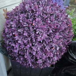 Purple Artificial Topiary Ball In Pot With Lights (2)