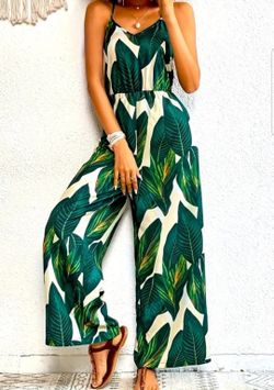 Leaf Print Jumpsuit