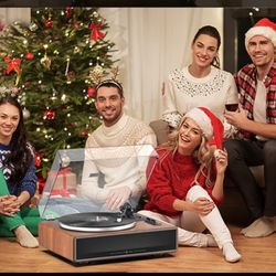 1 by ONE High Fidelity Belt Drive Turntable with Built-in Speakers, Vinyl Record Player