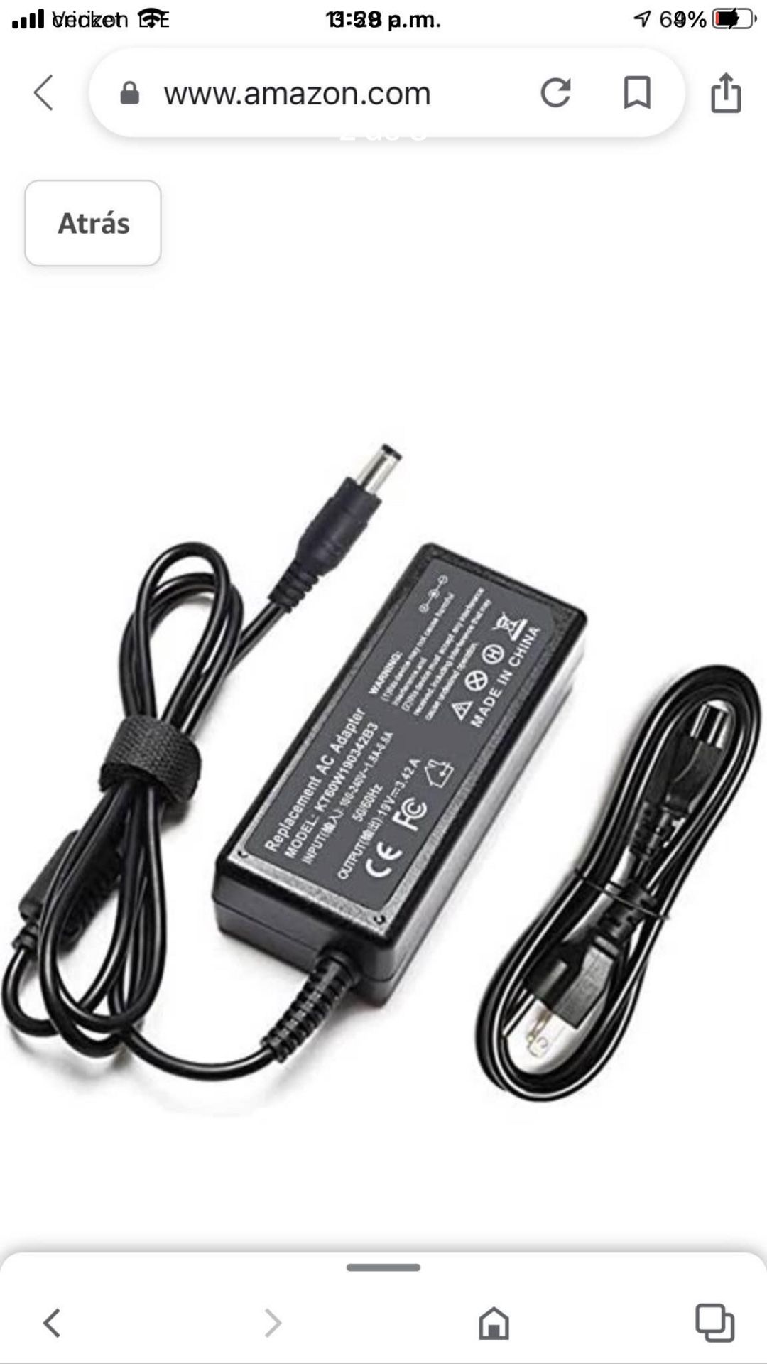 Laptop Adapter Compatible with Toshiba Satellite A200 A505 C55 C55-A-1HL C55D C655 C655 C70 C850 L600 L655 L755 P50 P770 PA3714U-1ACA PA39A 17U-1AC. A