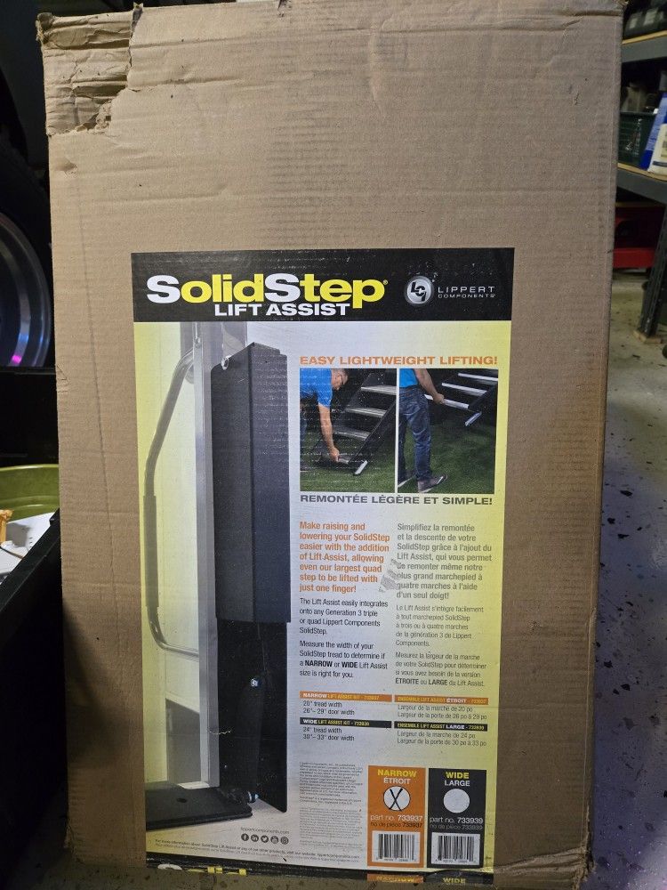 Lippert Solid Step Narrow Lift Assist Kit for 25"-28.9" Entry Widths on 5th Wheel RVs, Travel Trailers, Motorhomes - 733937