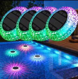 Solar Floating Pool Lights, RGB Color Changing Waterproof LED for Summer Parties 4 pieces