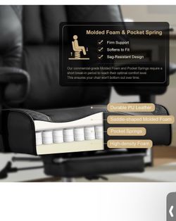 EXCEBET Big and Tall Office Chair 400lbs Wide Seat, Leather High Back Executive Office Chair with Foot Rest, Ergonomic Chairs Lumbar Support for Lower