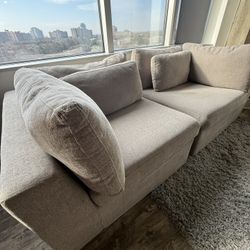 Gray Modular Sectional Corner Couch 2 Pieces 