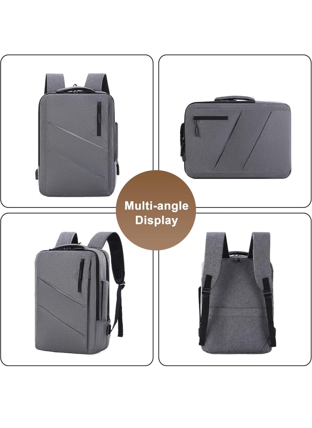 Men's Large Capacity Backpack Oxford Cloth 15.6 inch Laptop Bookbag Business Work Travel Bag with USB Charging Port
