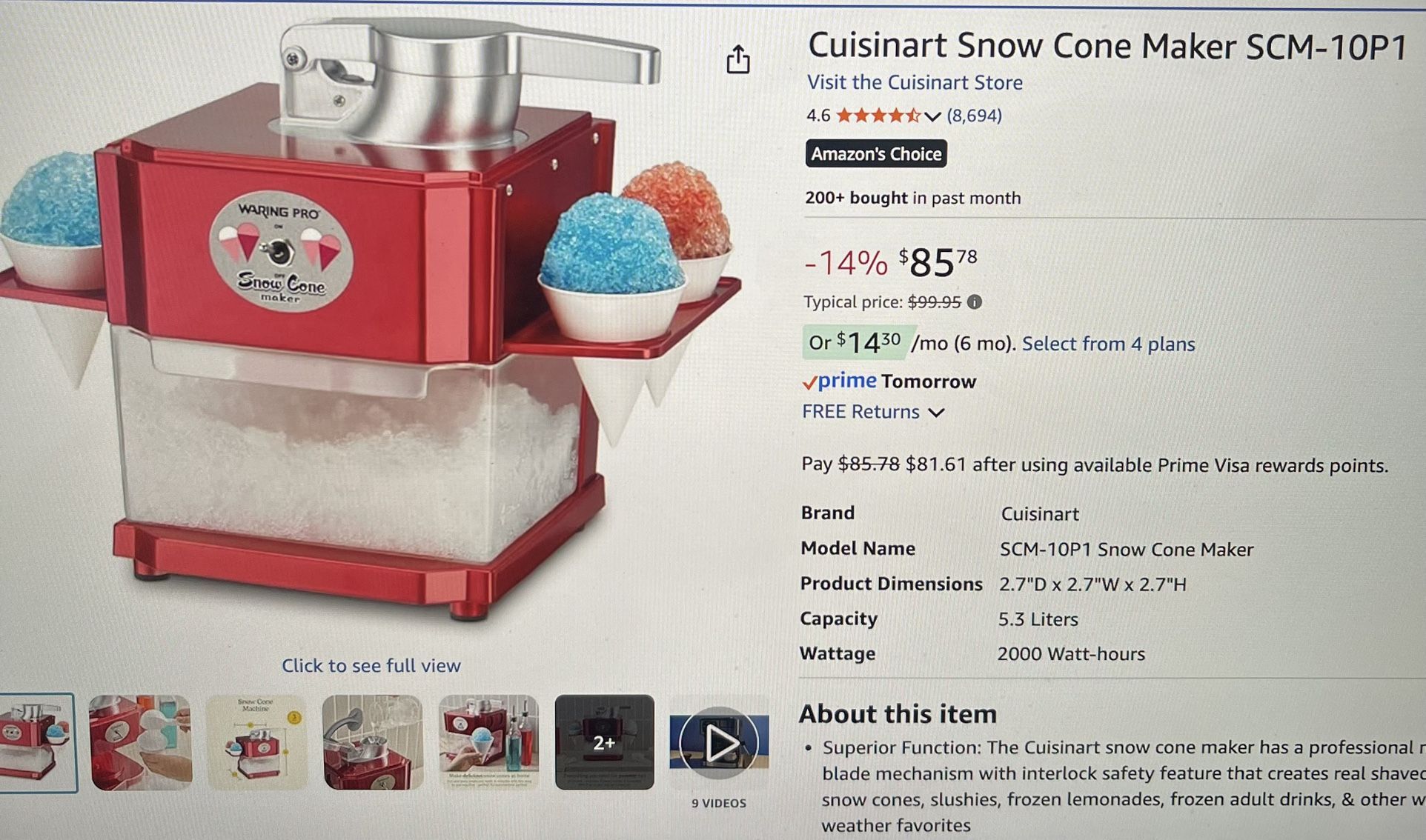 NEW Snow Cone Machine Cuisinart