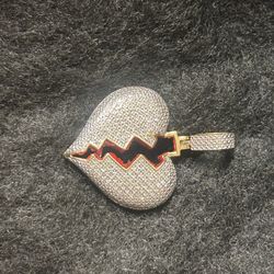 Heart Pendant 10k Natural Diamonds 