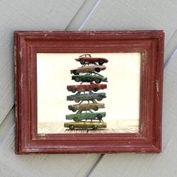 Kate And Laurel Sylvie Stacked Cars By Saint And Sailor Studios Wall Art Print In Wood Frame