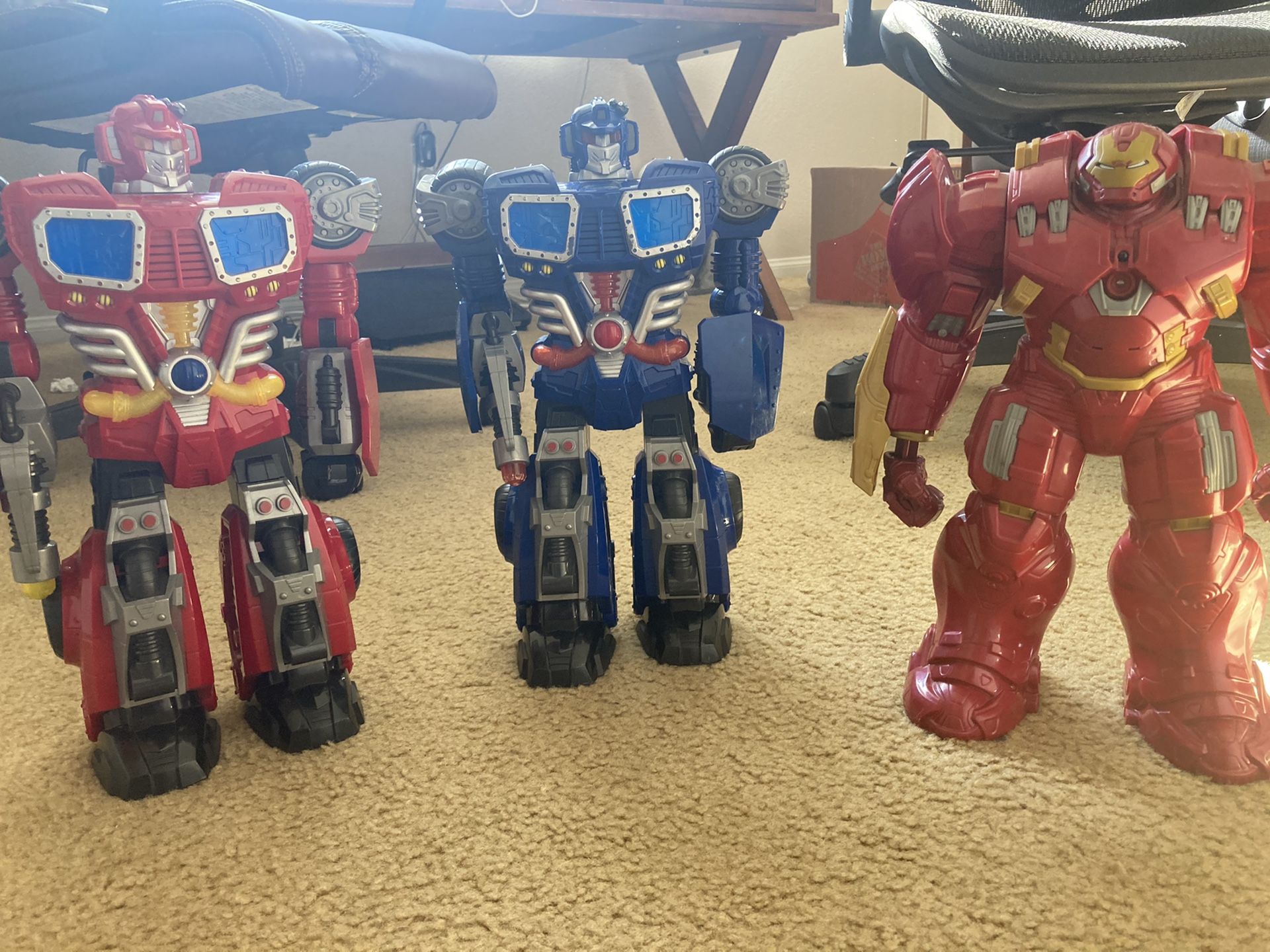 2 Large Transformers & Ironman (Battery operated) $25