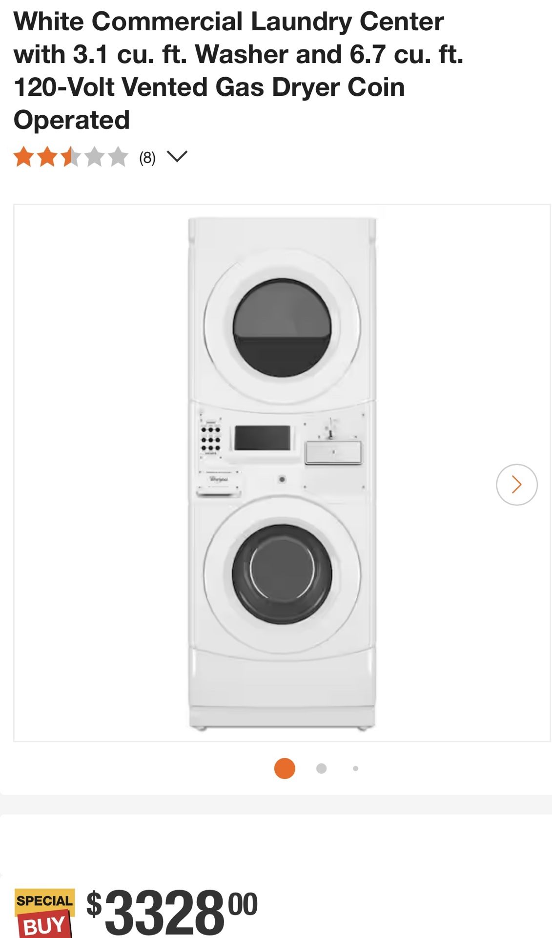 WHIRLPOOL Commercial Washer & Dryer New Stacked