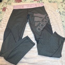 Adidas Alphaskin Sport Long Leggings Womens Grey / Pink Color Sz Large NWOT