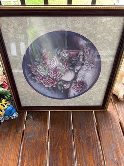 Framed Floral Art Print with Roses
