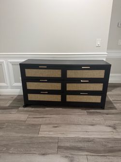 Black Rattan Dresser